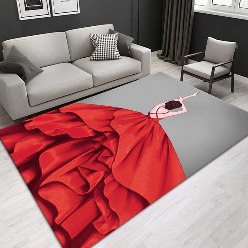 Household Crystal Velvet Carpet Nordic Stereograph Living Room Carpet Absorbent Stain-Resistant Dust-Absorbing Healthy and Environment-Friendly Bedroom Floor Mat