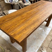 风化料老榆木原木板茶桌原木办公桌子新中式榆木茶台餐桌子面板材