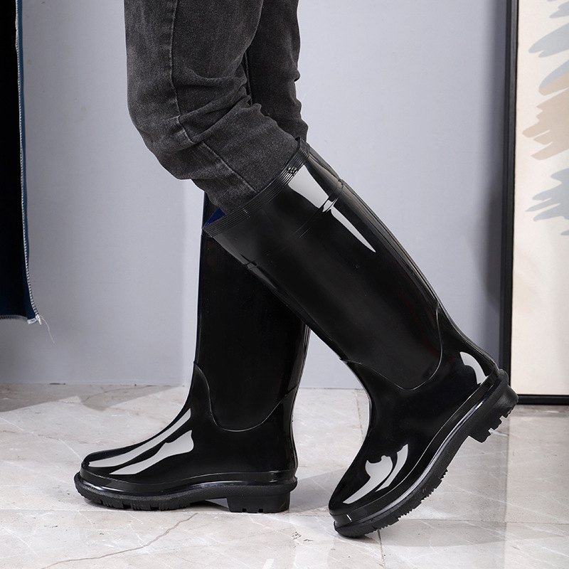 In Stock Wholesale Long Tube Thick Wear-Resistant Non-Slip Industrial and Mining Boots Labor Protection Men's High Tube Construction Coal Mine Construction Site Rain Boots