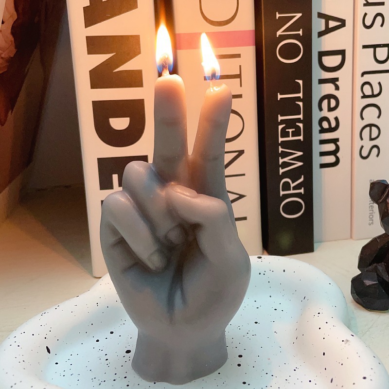Finger Shape Victory Gesture Candle Foreign Trade Wholesale Creative Funny Biye Scissors Hand Aromatherapy Candle