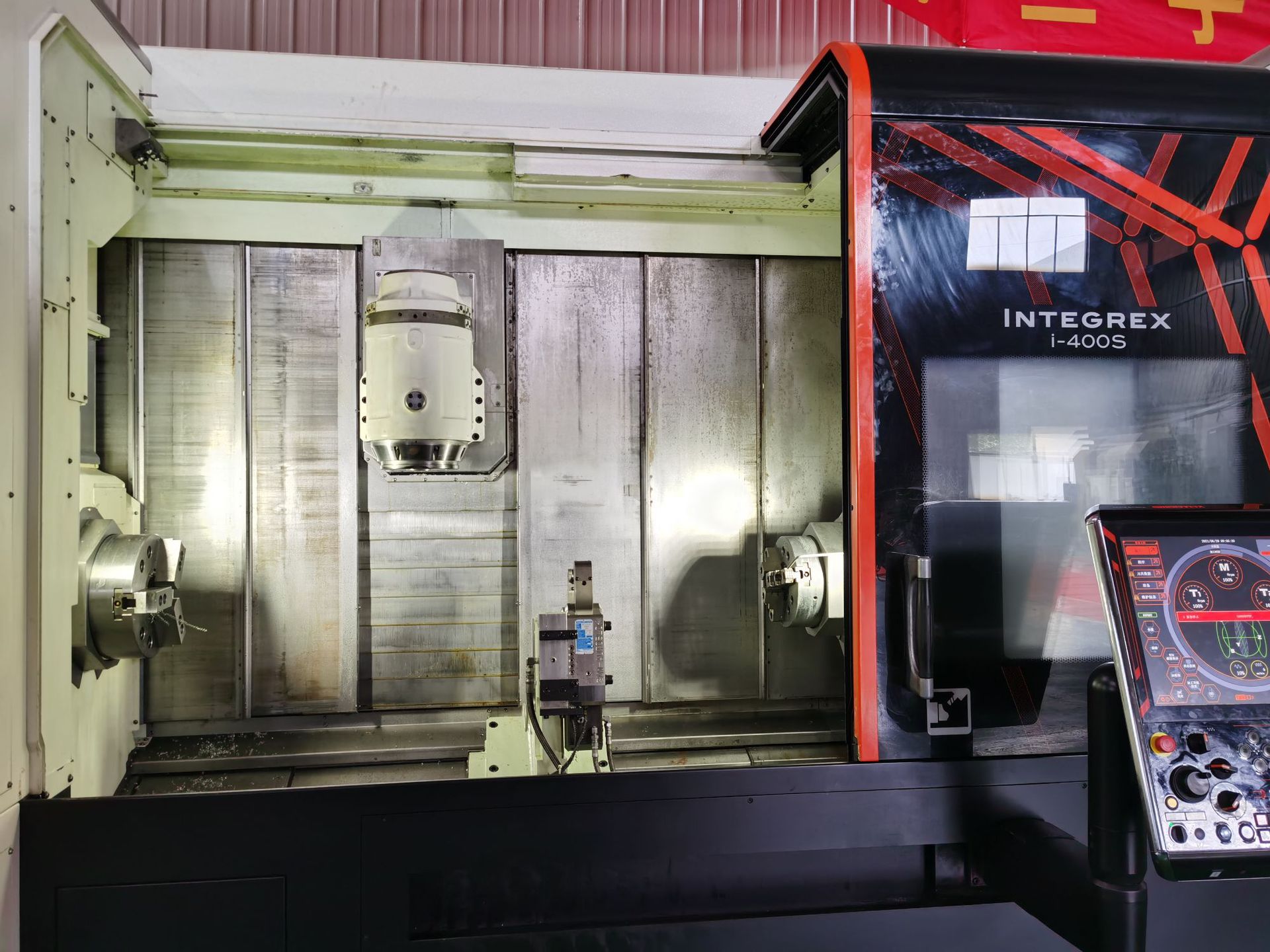 出售二手马扎克车铣复合加工中心integrexi-400s带中心支架九成新