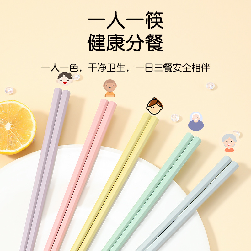 2024高颜值马卡龙色系合金筷一人一筷耐高温防滑防霉分餐八角筷
