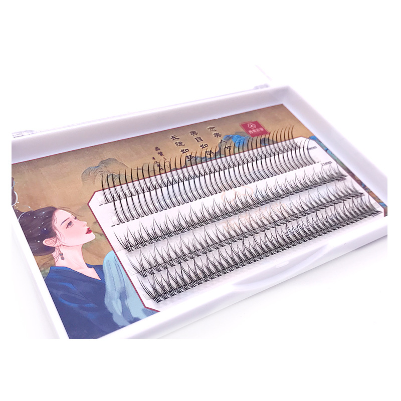 New Wide Five Rows A- Type Fishtail Mixed Grafting False Eyelashes TikTok Same Style on Quaishou Self-Grafting Handmade Eyelash