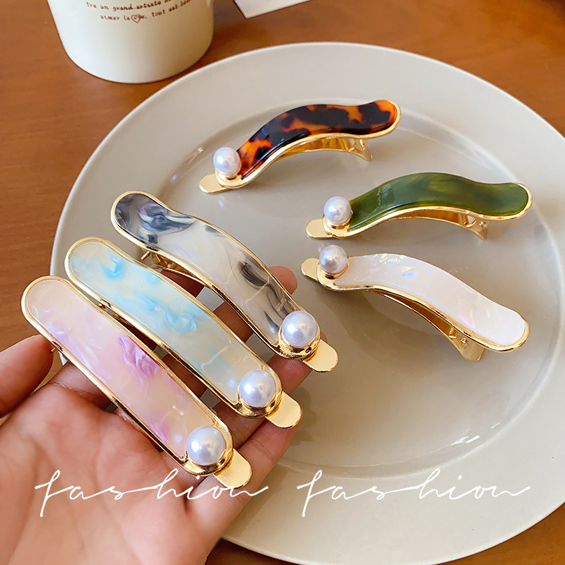 High-Grade Hair Accessories Single Line Clip Barrettes Female 2024 New Back Head Grip Large Duckbill Clip Hair Clip Headdress