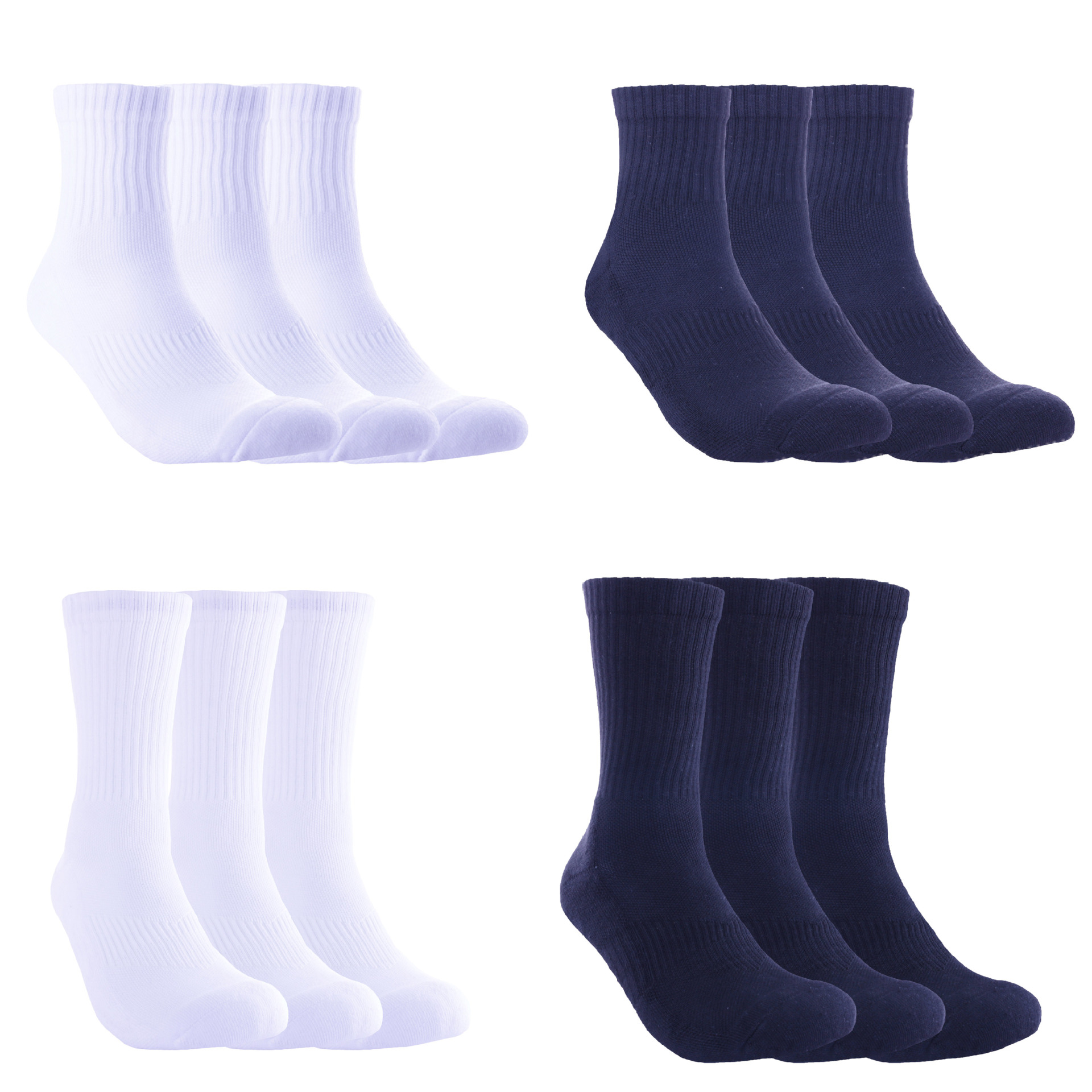 Multi-Size Pure White Towel Bottom Sports Socks Cotton Male and Female Students Mid-Calf High-Top Thicker Running Basketball Socks