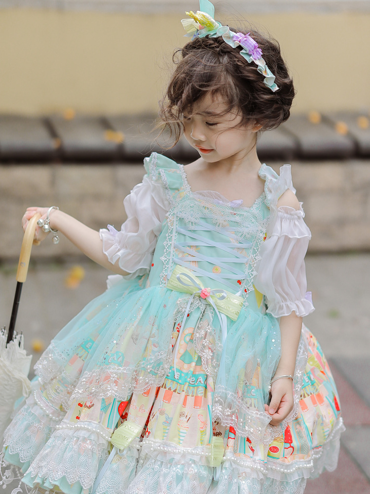 原创 夏日甜点lolita 女童吊带儿童萝莉塔公主洋装洛丽塔连衣裙子