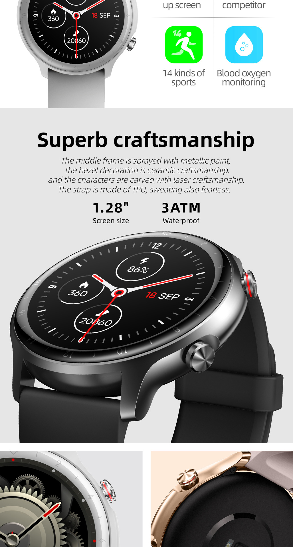 id217g运动智能手表内置gps压力心率监测全屏触控跨境爆款防水采购