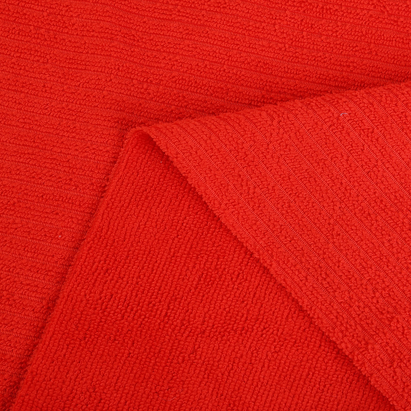 厂家加工红色涤抹布美发擦车家纺面料批发吸水吸油厨房清洁毛巾布