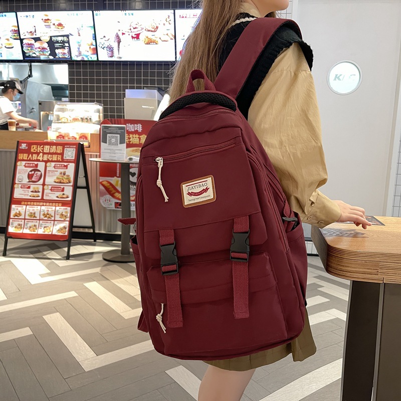 Export Bag 2022 Autumn New Large Capacity School Bag Girls Campus Schoolbag High School Students Solid Color Backpack