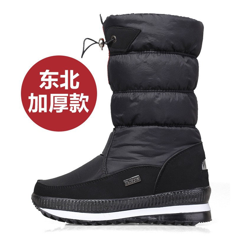 Foreign Trade Winter Fleece-Lined Women's Snow Boots Non-Slip Warm Thickened Middle Casual Cotton Boots Non-Slip Large Size Women's Cotton Shoes