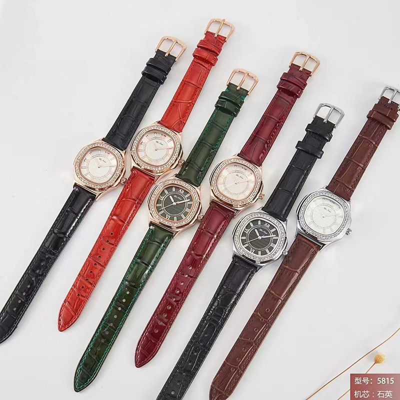 dinuo谛诺女表皮带品牌气质简约女士手表方形防水石英表批发5815