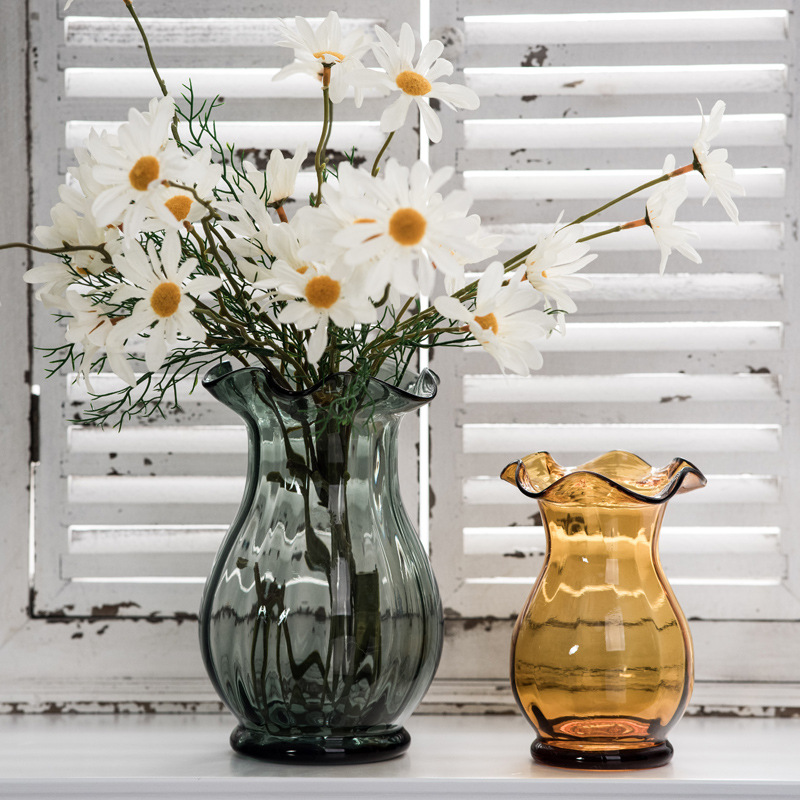 迷你荷叶口玻璃花瓶透明插花玻璃瓶客厅餐桌摆设水培简约家居装饰