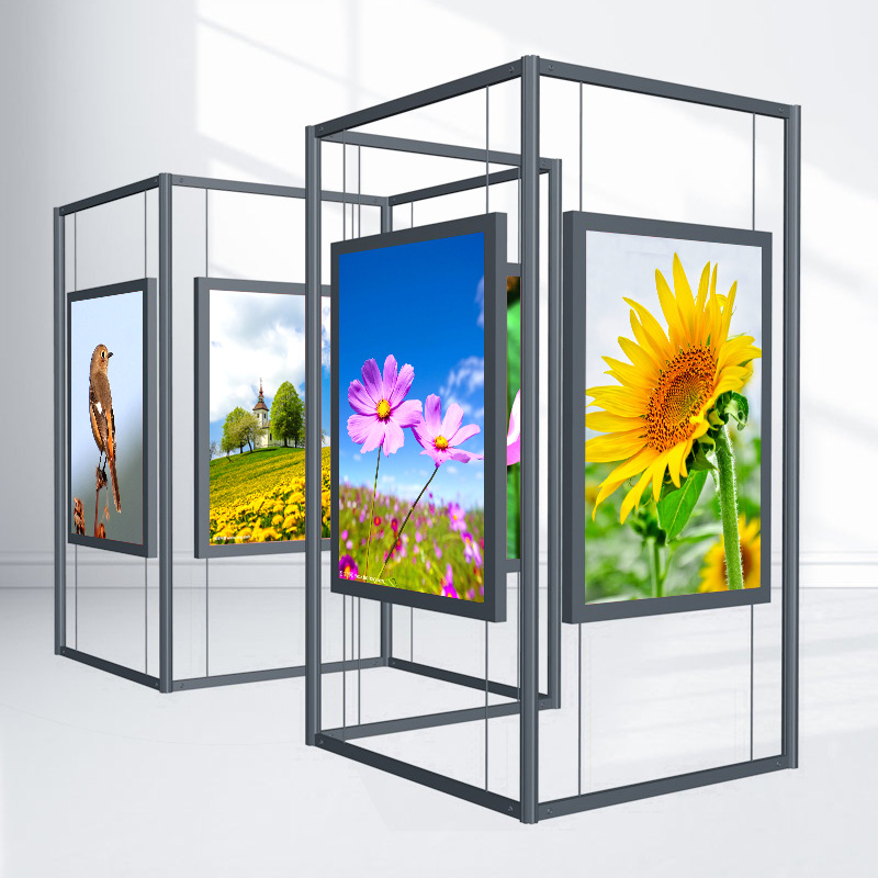 方柱展架书画作品展示架画展活动展板学校画廊摄影挂画铝合金画架