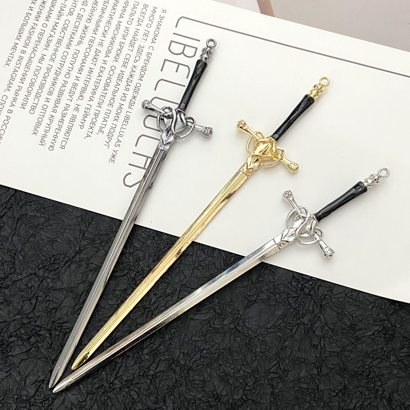 New Chinese Ancient Style Ancient Sword Hairpin Online Influencer Refined Hanfu Updo Pin Simple Modern Hair Clip Headdress Women