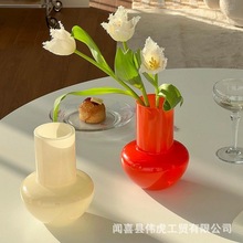 中古玻璃花瓶客厅插花水培复古高级感家居餐桌摆件网红奶油风装饰