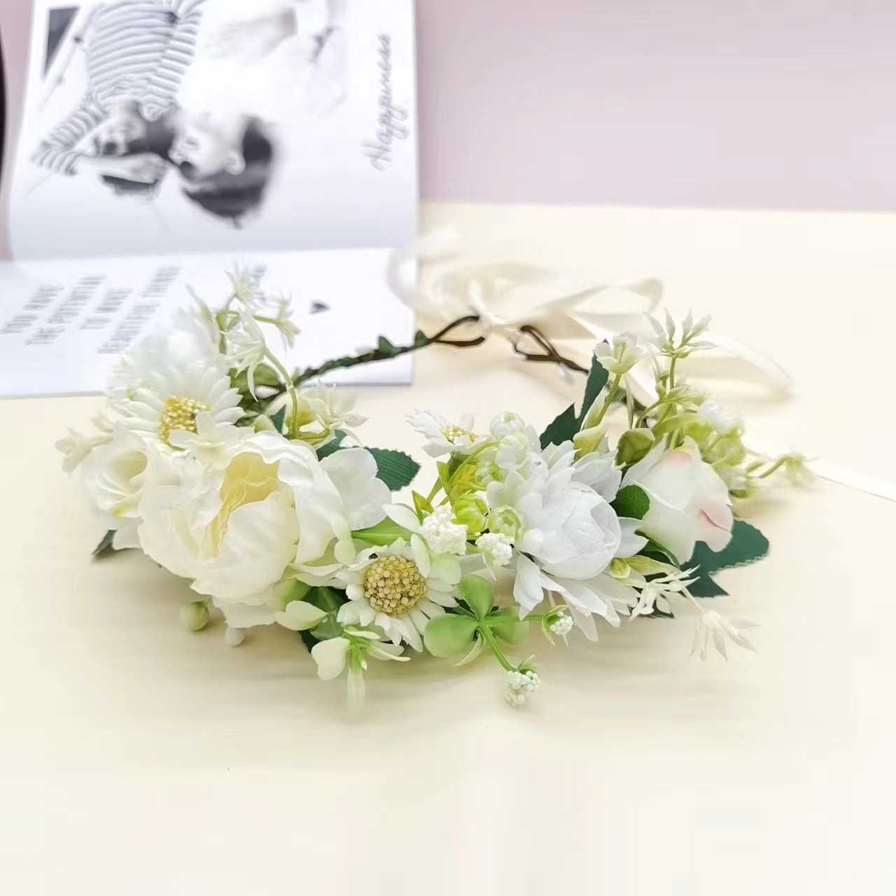Mori Style Garland Sweet Simulation Wreath Headdress Outing Photography Factory Direct Sales Headdress Flower Wholesale