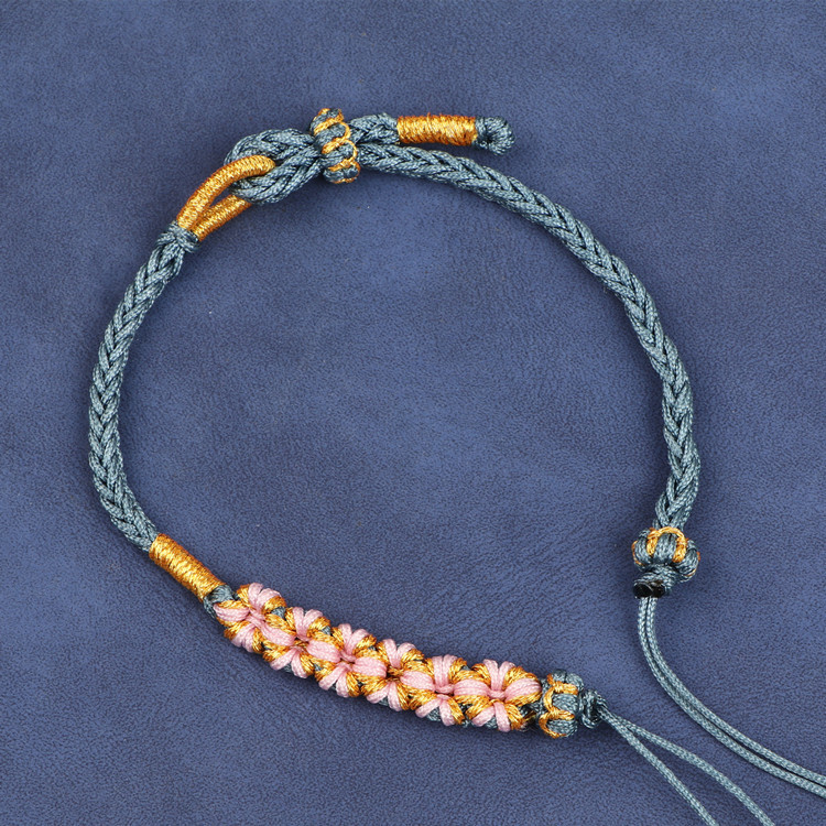 手链女本命年红绳女生半成品可串珠桃花手绳ins小众设计编织手绳