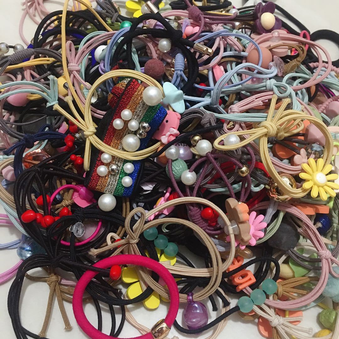 Fashion One Yuan Two Yuan Hair Accessories Ornament Hair Rope Hair Ring Stall Push Miscellaneous Sold by Half Kilogram Ornament All Sold by Half Kilogram