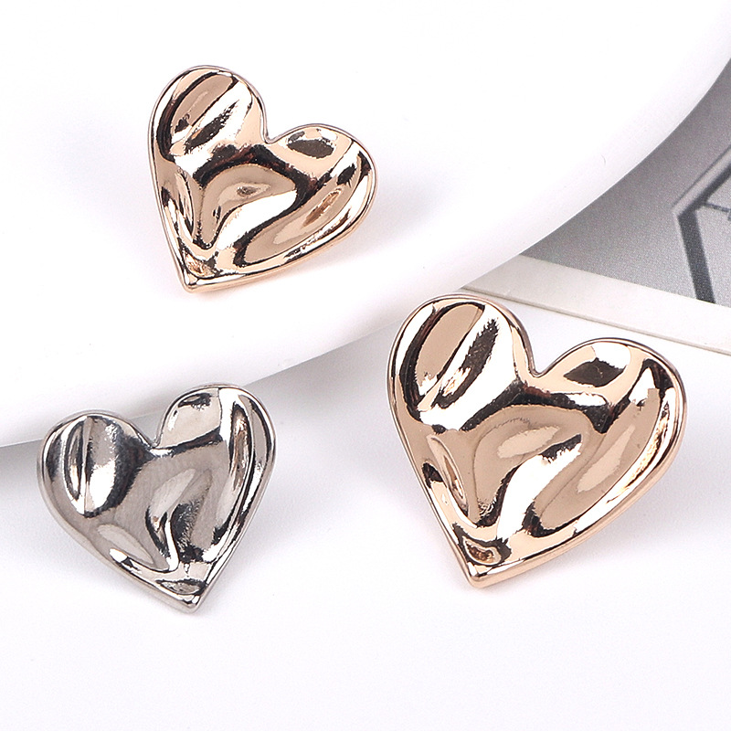 Simple Style Love Corrugated Concave-Convex Metal Button Women's Clothing Wansheng Button Suit Coat Coat Heart-Shaped Button