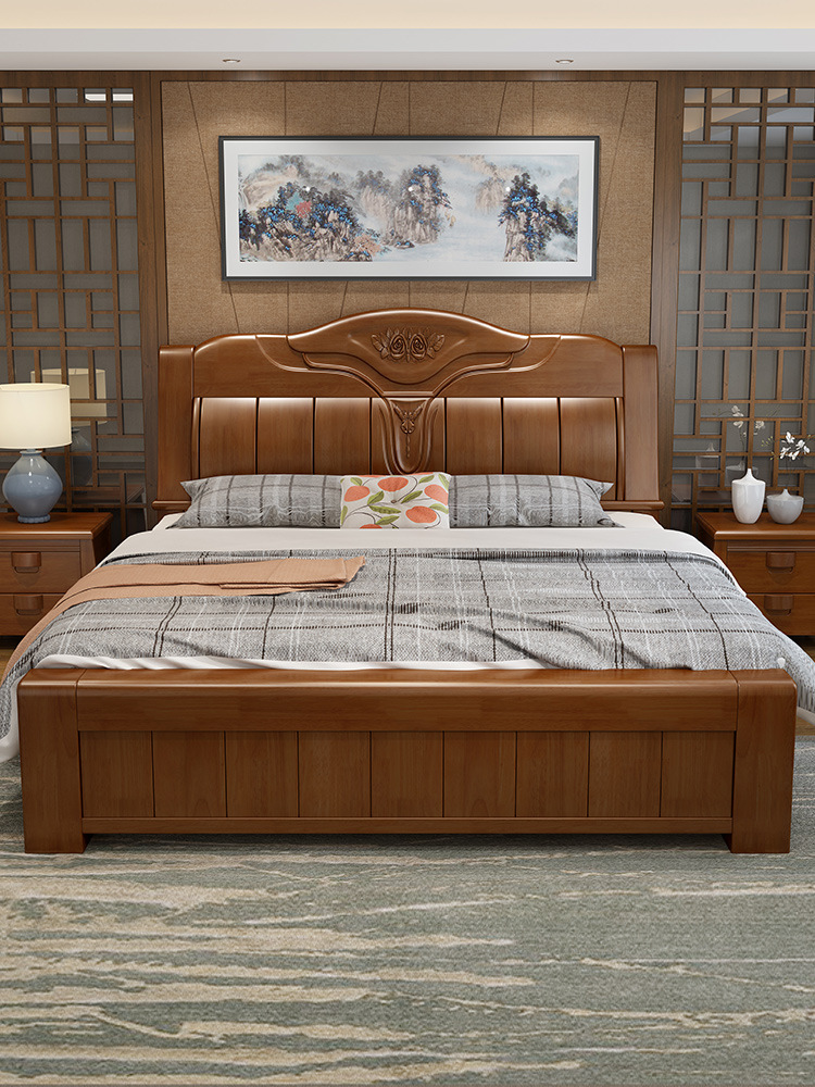 中式实木床1.8床2米x2.2米1.5m储物高箱主卧经济型两米双人床大床