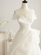 【茉白】抹胸轻婚纱2023新款新娘法式出门纱女主婚纱订婚礼服