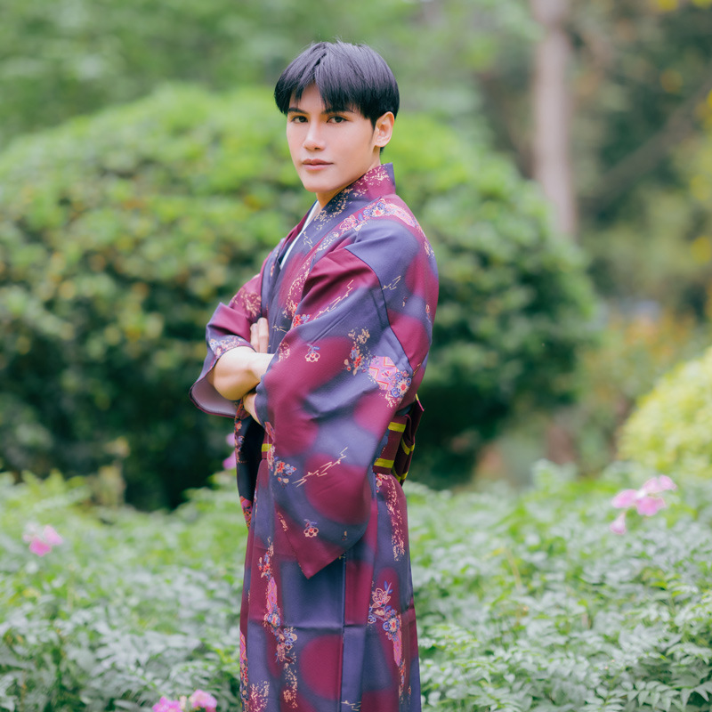 日本和服男传统武士绅士服正装日式和服不易皱材质