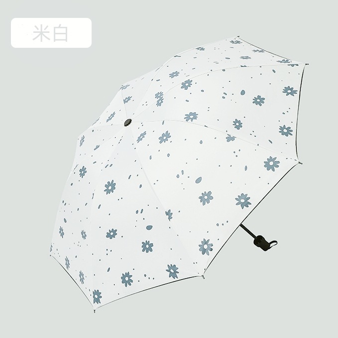 Tri-Fold Vinyl Umbrella Black Rubber Umbrella Umbrella Sun Umbrella Folding Umbrella Rain Dual-Use Sunshade Umbrella Wholesale