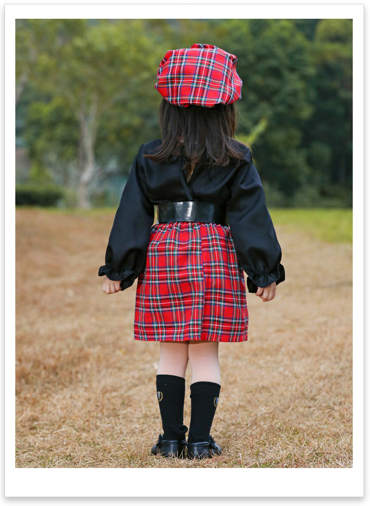 苏格兰传统民族服装基尔特 幼儿园六一儿童节表演服女童方格呢裙