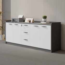 办公室茶水柜木质储物柜文件柜带锁隔断资料收纳落地柜办公柜矮柜