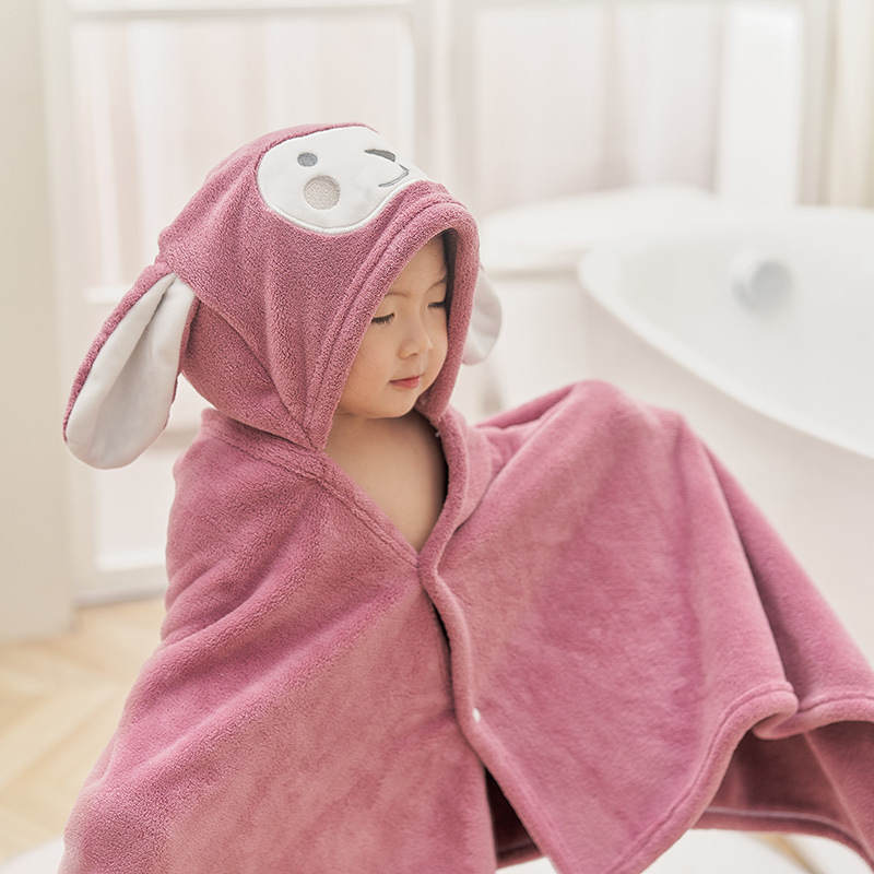 儿童浴巾斗篷游泳带帽男女大童浴袍珊瑚绒吸水速干夏秋冬宝宝披风