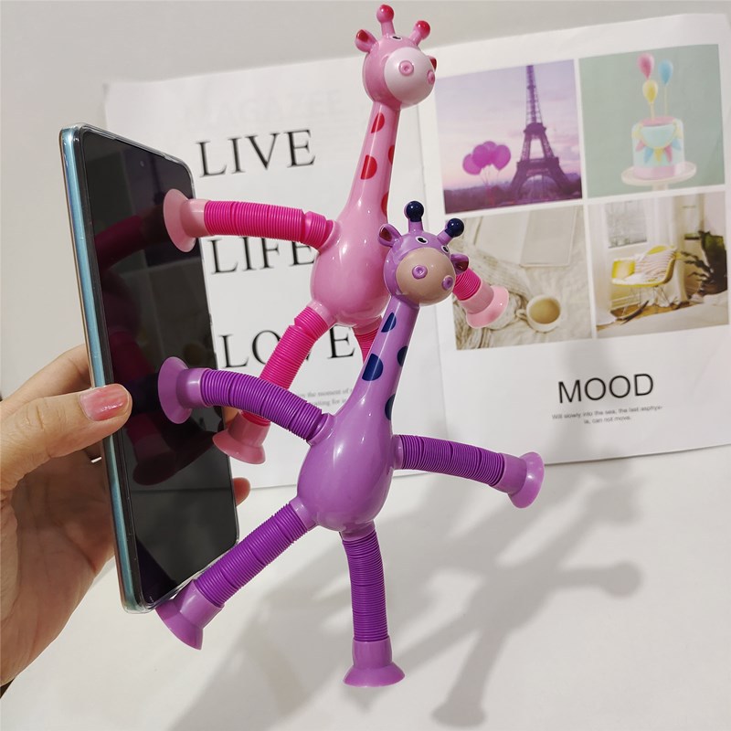 Tiktok Same Giraffe Stretch Tube Sucker Internet Hot Pull Tube Changeable Cartoon Luminous Decompression Toy