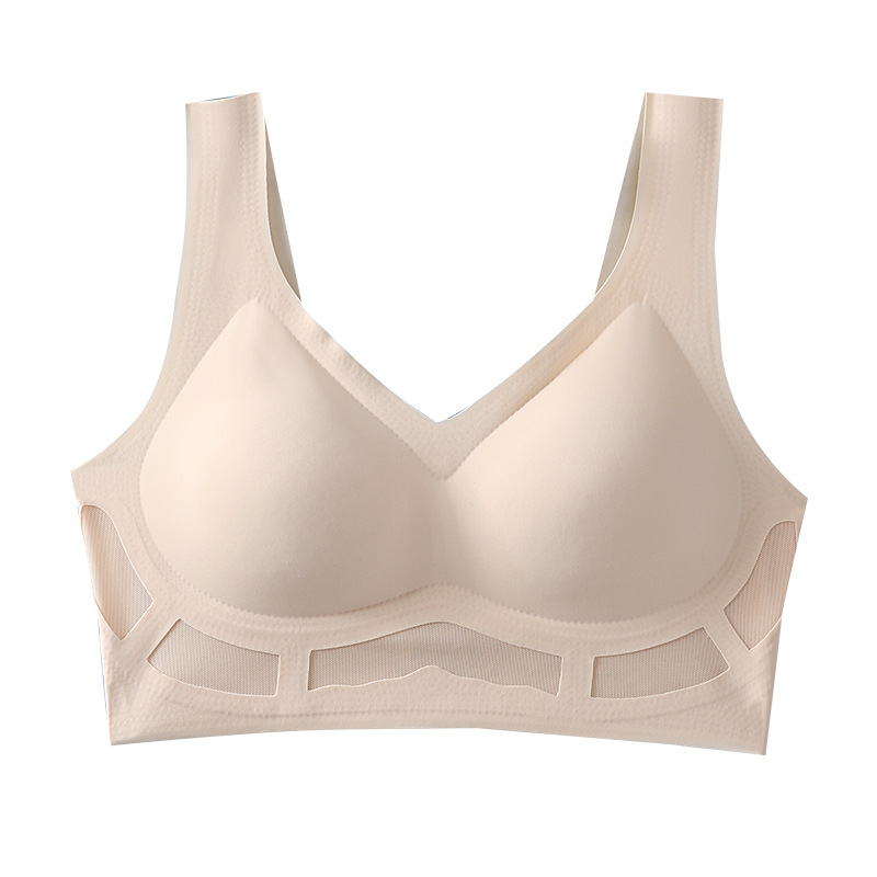 Beautiful Back Underwired Bra Comfortable Sleep Bra One-Piece Cup Anti-Exposure Vest-Style Inner Fixed Cup Seamless Underwear for Women