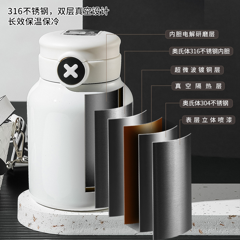 316 Stainless Steel Thermos Cup Creative Fashion Ins Ladies' Cup Good-looking Student Double Drinking Cup Big Belly Cup