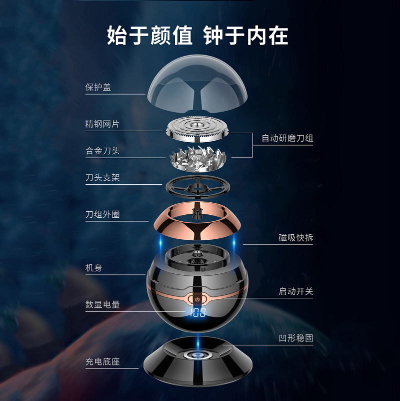 Qixi for Boyfriend Mini Ball Shaver Wireless Charger Electric Shaver Spherical Shaver Pogonotomy Artifact for Men