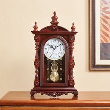 批发中式实木座钟整点报时复古台钟家用客厅桌面台式钟表欧式时钟