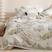 美式田园风60S长绒棉纯棉四件套花卉印花全棉被套床上用品床单1.8