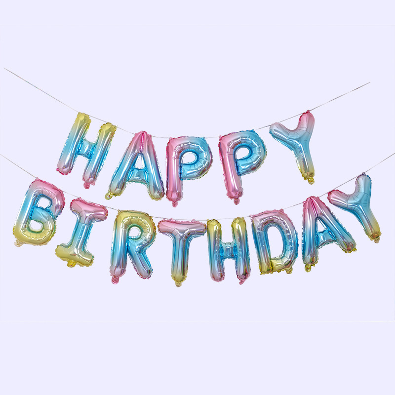 16-Inch Imitation Beautiful Happy Birthday Balloon Set Happy Birthday Hanging Aluminum Film Letter Package