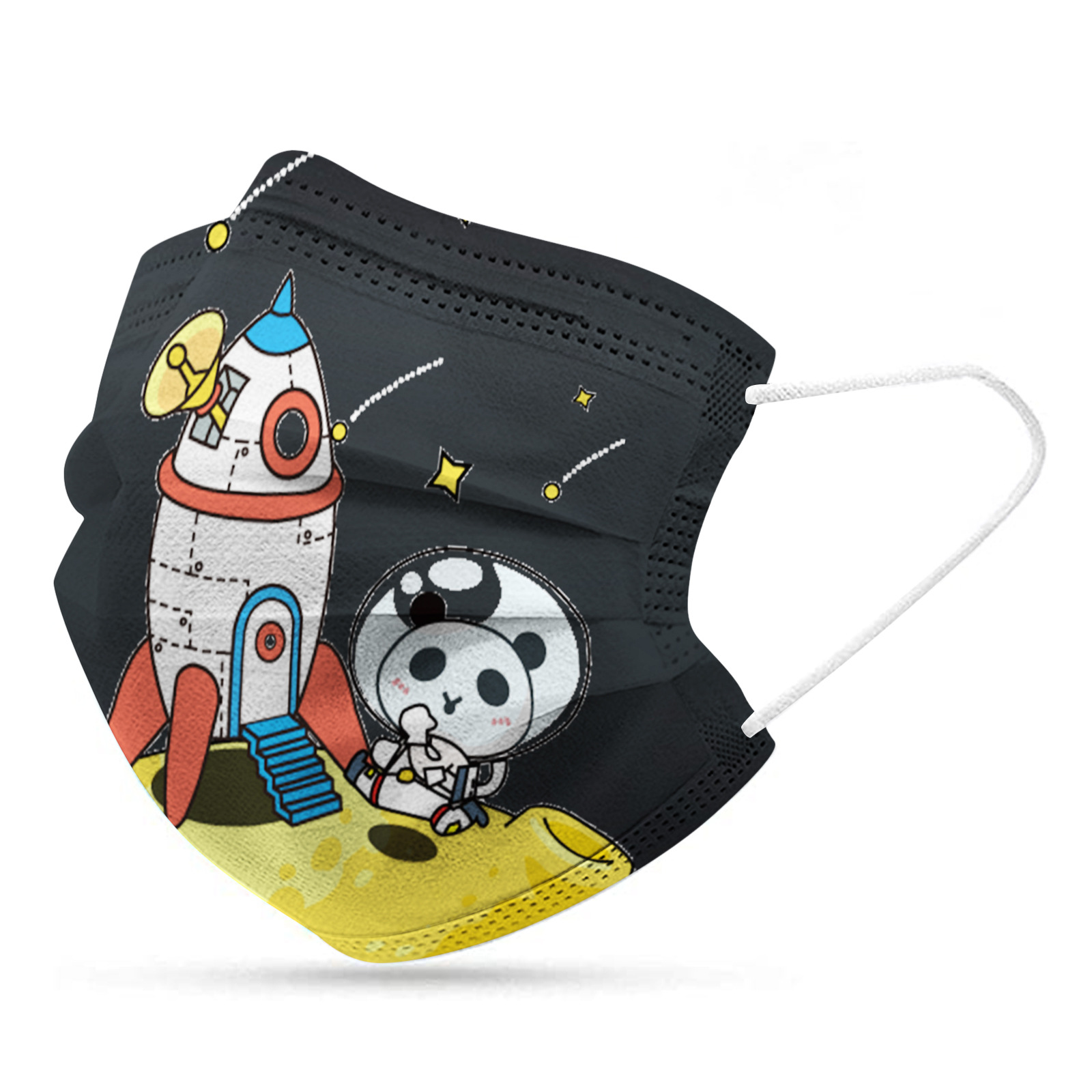 成人儿童一次性防尘面罩50个装mask跨境可爱卡通熊猫印花口罩批发