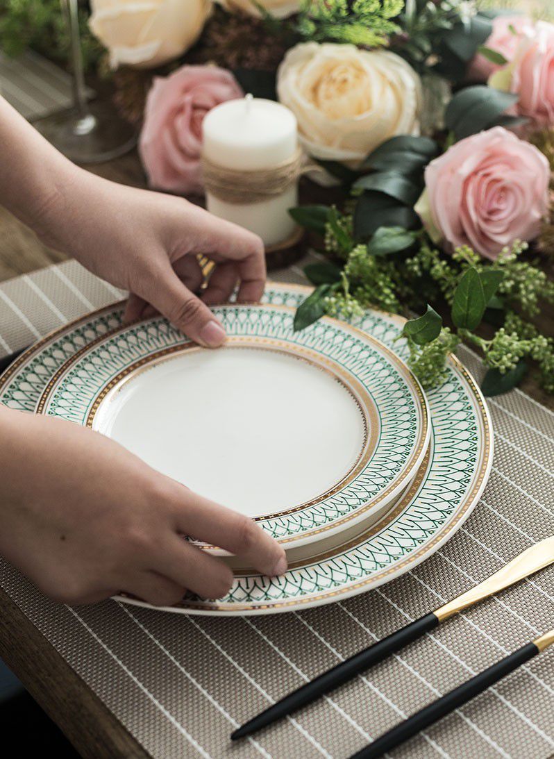 欧式金边创意西餐盘餐具盘牛排盘子家用菜盘意面盘陶瓷盘装饰摆盘