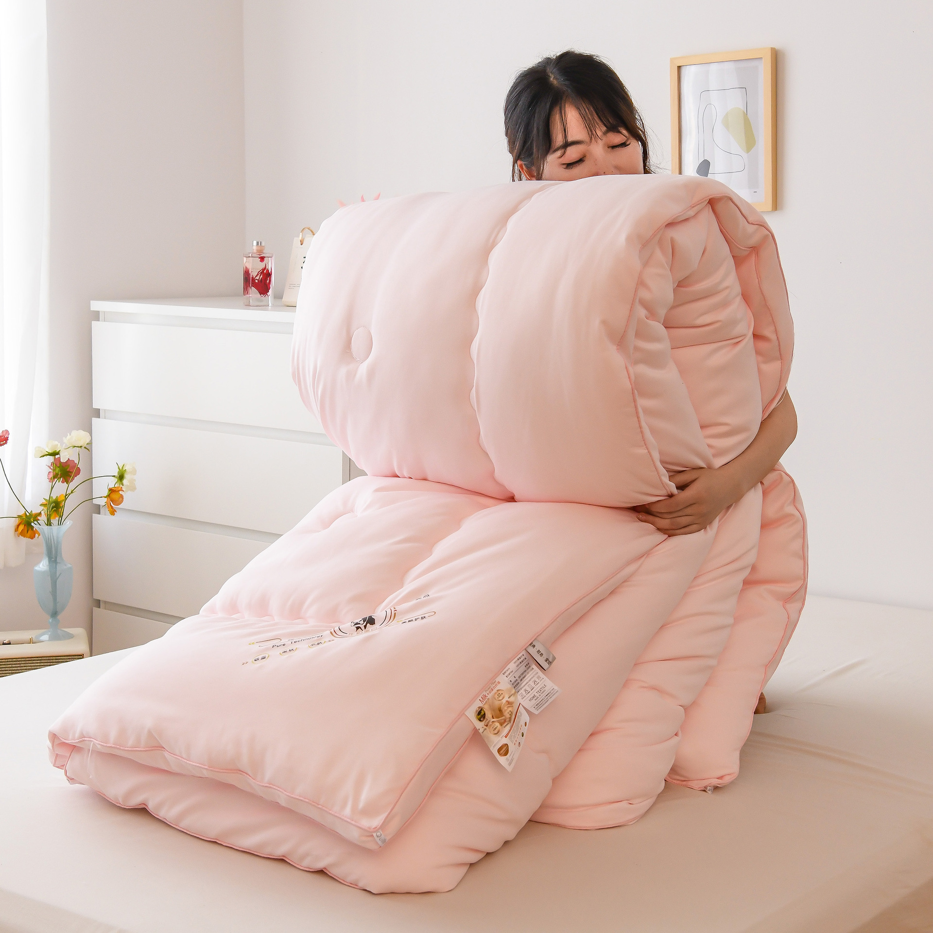 超柔磨绒大豆纤维被子冬被加厚保暖双人春秋棉被四季通用单人被芯