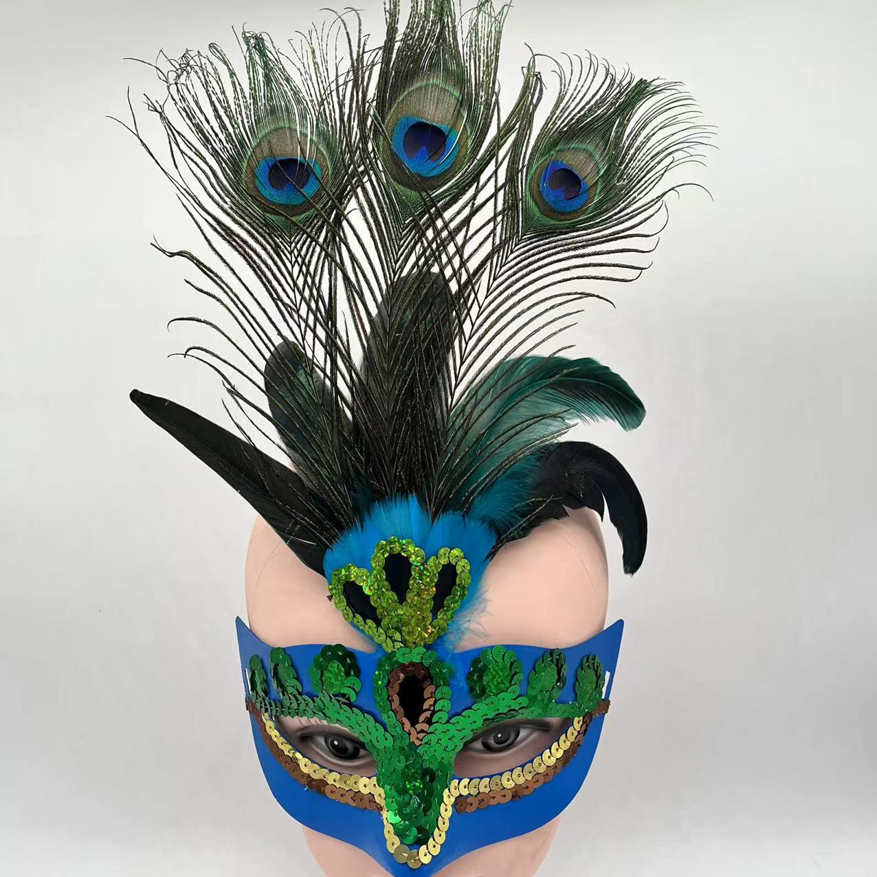 Peacock Feather Sequins Mask Halloween Party Performance Mask Venice Makeup Dance Mask