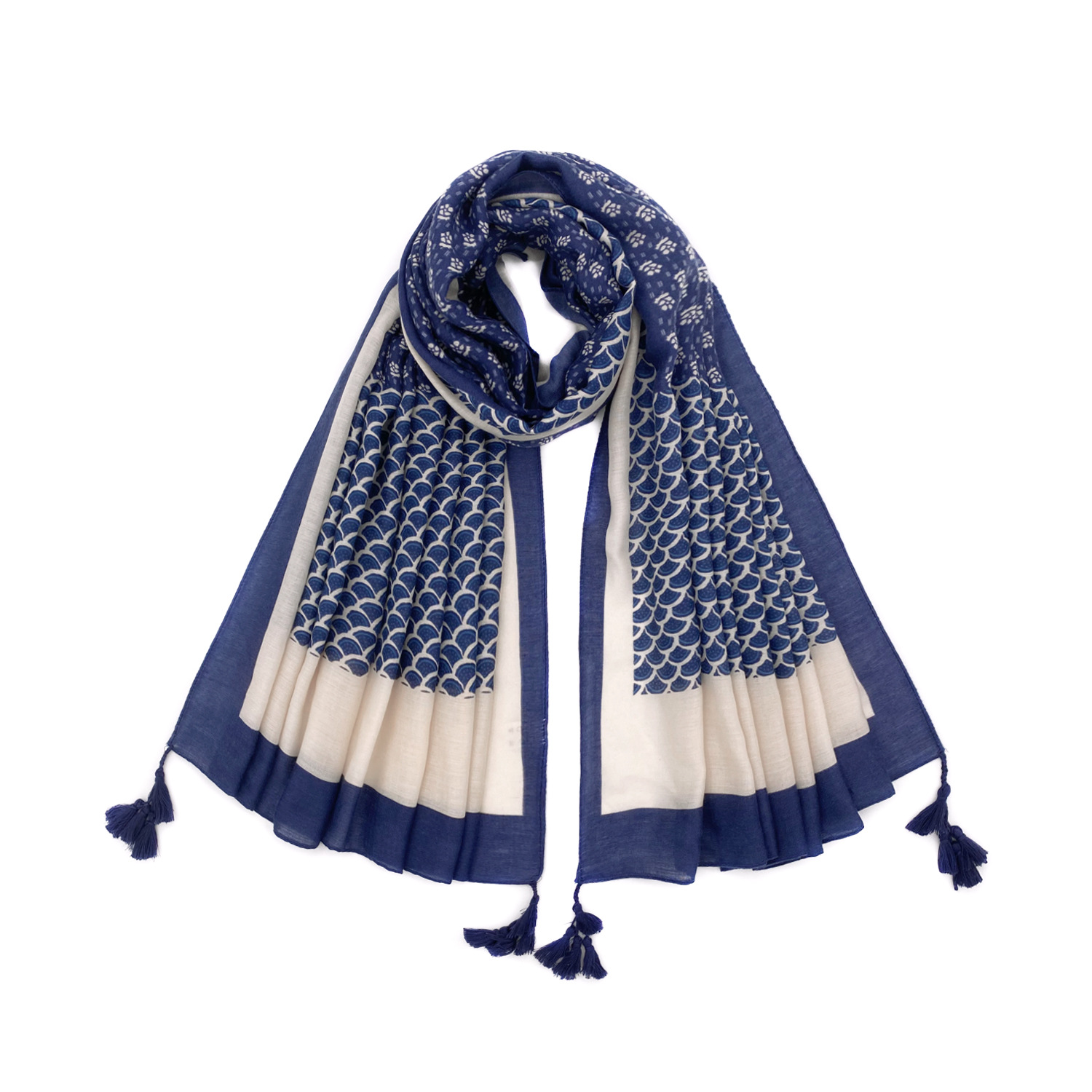 超大棉麻流苏围巾披肩春秋女日韩文艺范鱼鳞碎花丝巾加大围巾披肩