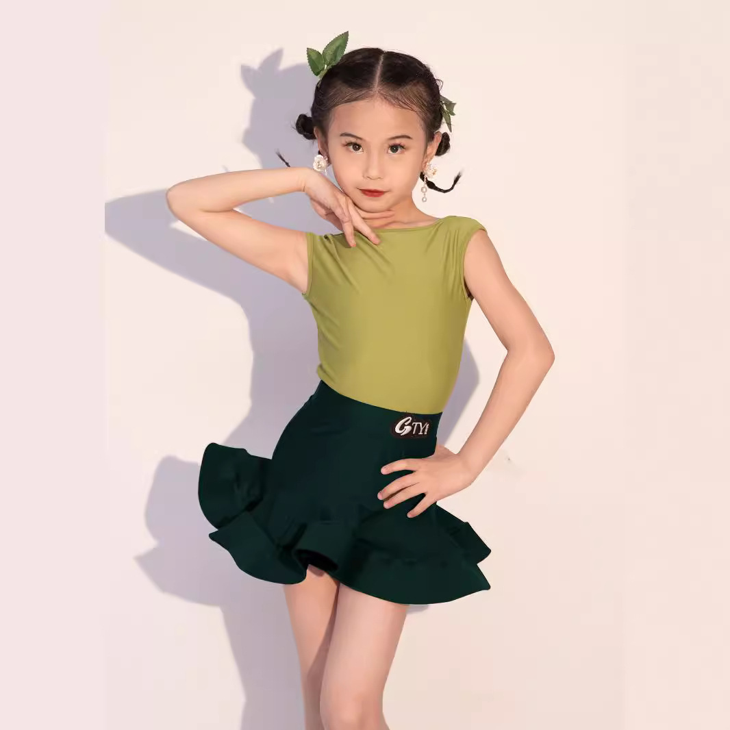 少儿拉丁舞服2024夏季新款练功服女童高级感训练舞蹈演出服装