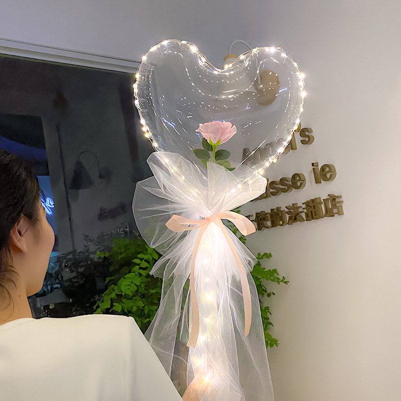 摆摊气球发光波波球花束diy材料网红玫瑰造型手工包户外新款