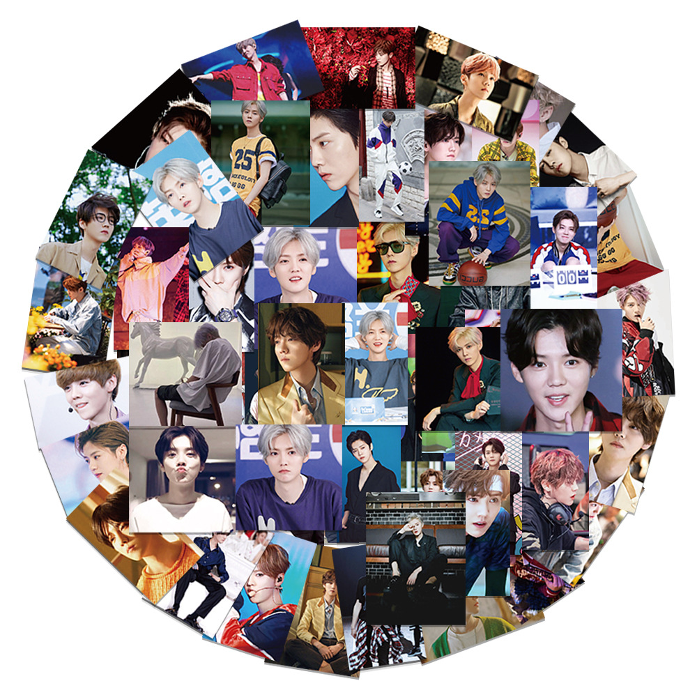 62张明星鹿晗贴纸行李箱电脑滑板手账水杯手机壳周边防水diy贴画