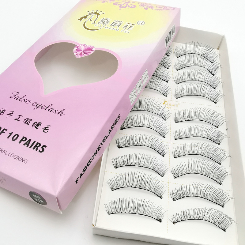 Diamen Fei Boutique 218 Handmade 10 Double Pairs of False Eyelashes Eye Tail Pull Long Nude Makeup Cotton Thread Stem Eyelash