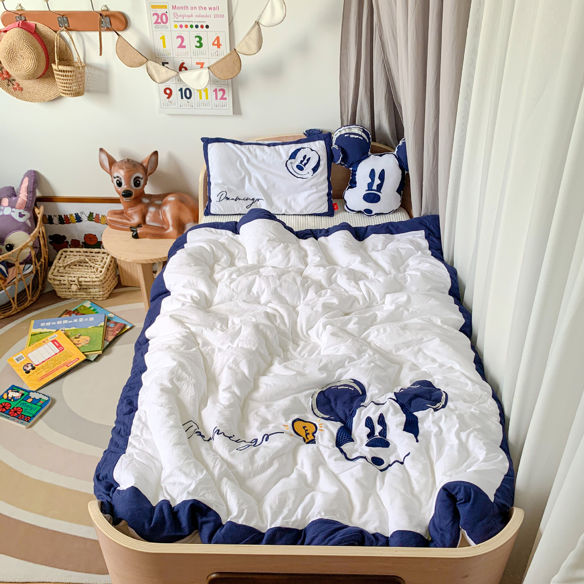 a类可拆洗卡通针织棉春秋被 可爱宝宝绣花冬被儿童幼儿园午睡被子