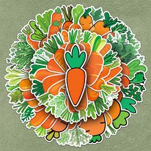 50张胡萝卜贴纸Q版植物美食彩绘图装饰跨境手账手机壳汽车DIY贴纸