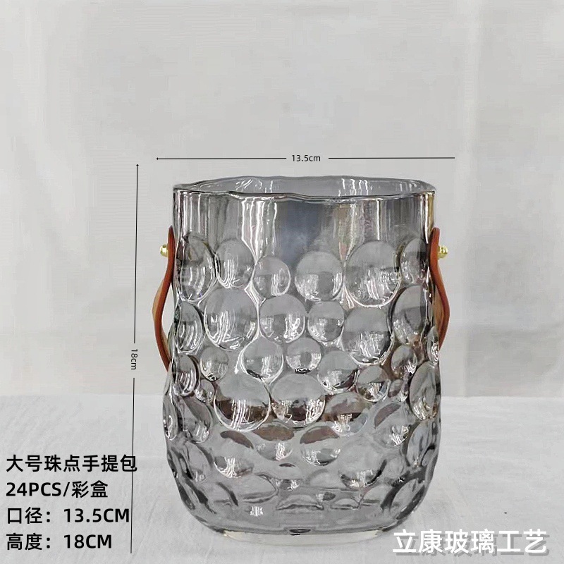 Factory Direct Sales Light Luxury Creative Bead Point Thickened Handbags Vase Hydroponic Flowers Table Decoration Flower Arrangement Ornaments