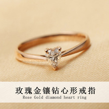 新款心形钻戒简约女专柜珠宝18K白色金戒指黄金玫瑰金戒指镶嵌